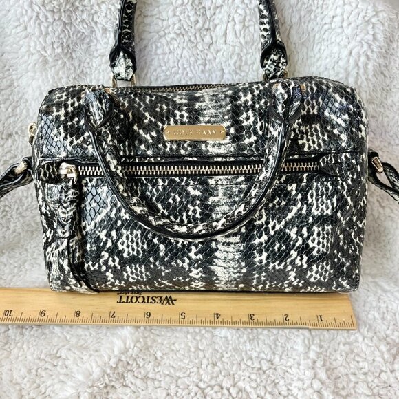 Cole Haan Leather bag Satchel or Crossbody  Snake  Embossed Cream & Black - Picture 10 of 13